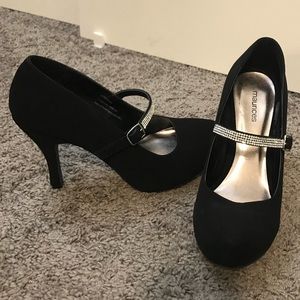 Black suede heels